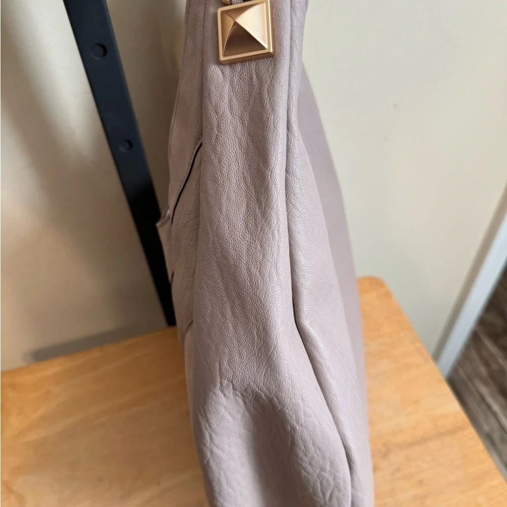 Jessica Simpson Taupe Adalee Hobo Bag with Gold Accents